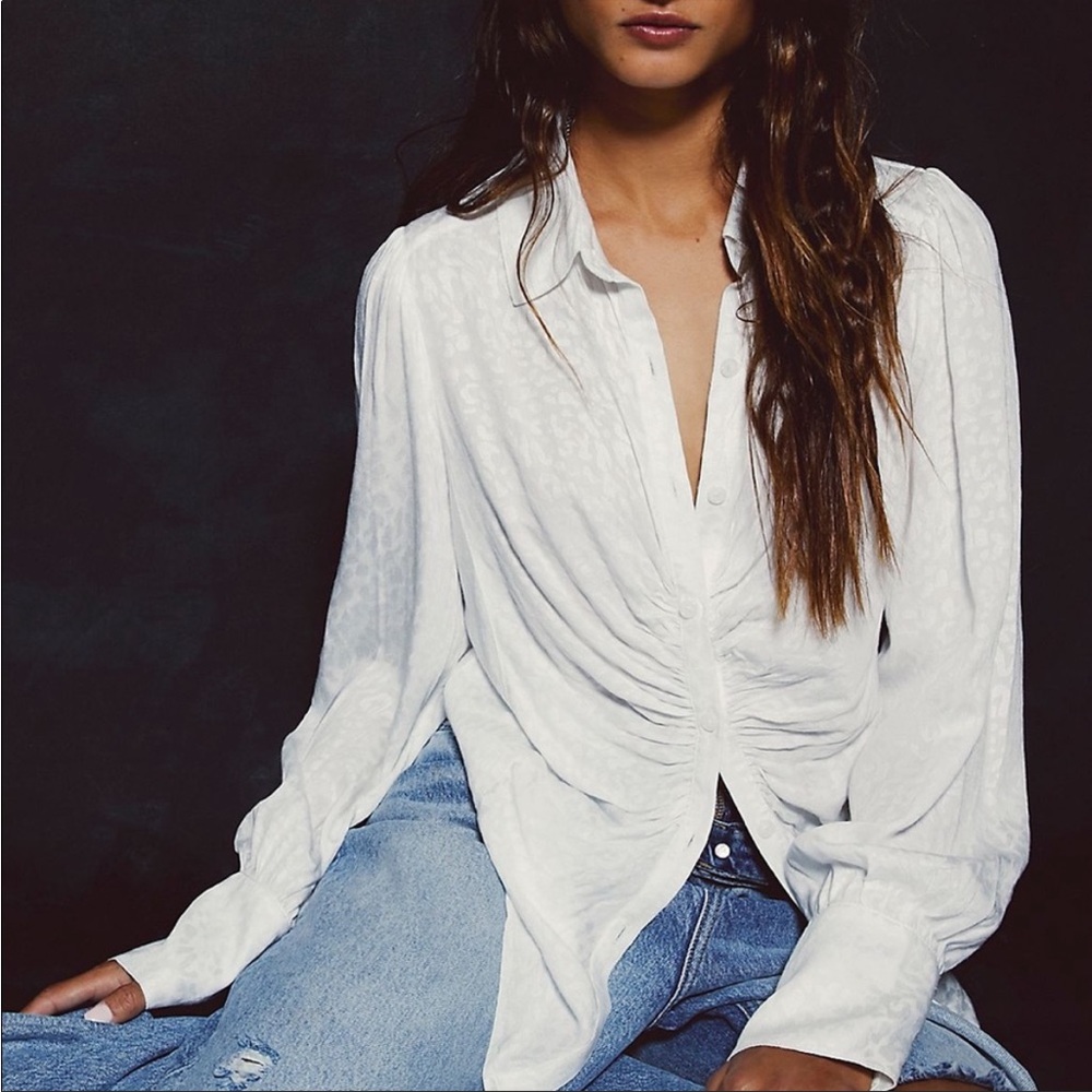 Free People Bianca Blouse long sleeve button down s white